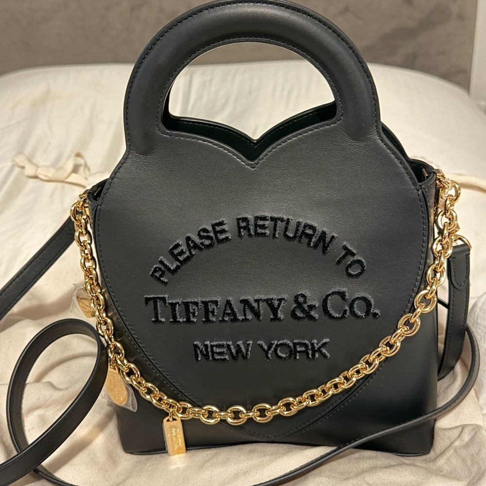 NEW Tiffany & Co. Black Return to Tiffany Tote Bag with Gold Chain Rare